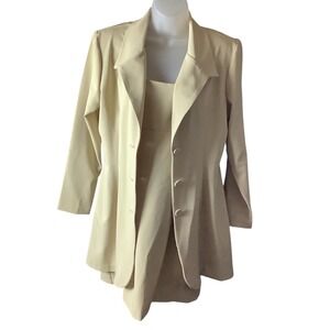 ALYN PAIGE Women's Beige Square Neck Sleeveless Dress Matching Blazer Set 11/12